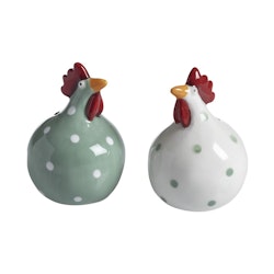 Salt och Peppar Höna grön 2-p, H.8cm
