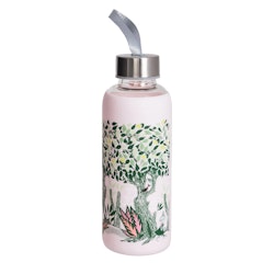 Moomin glasflaska med silikonöverdrag, vårkastanj