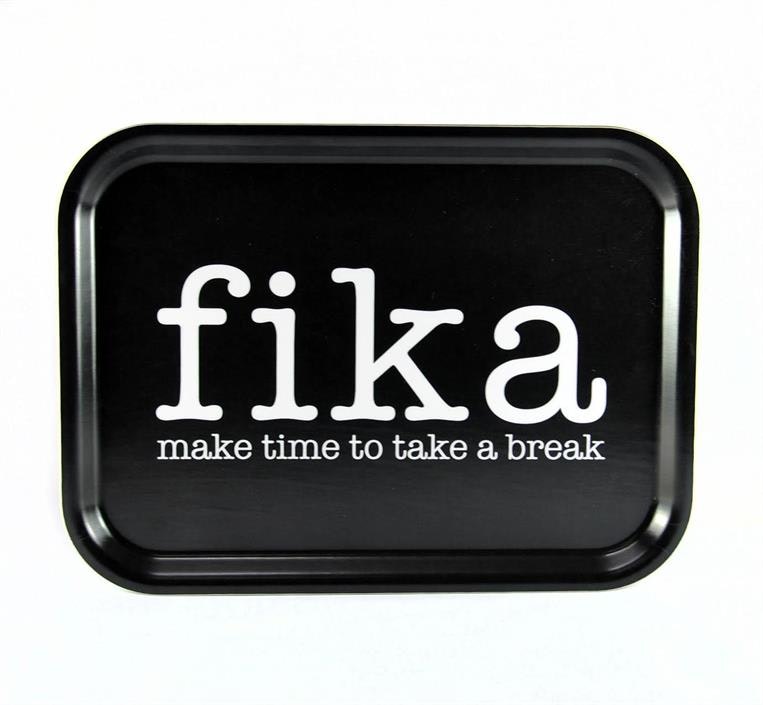 Bricka make time FIKA Svart/ vit