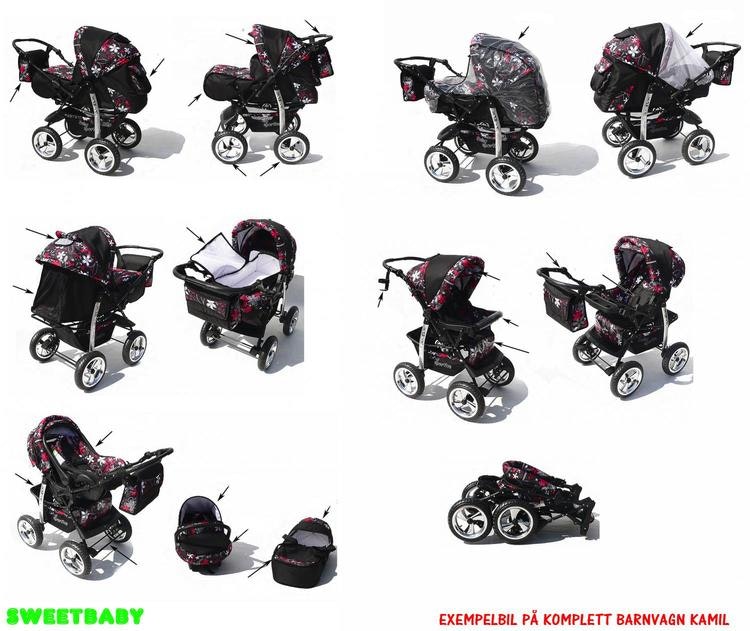 Barnvagn,Liggdel + Bilbarnstol + Babylift - 3in1 KAMIL