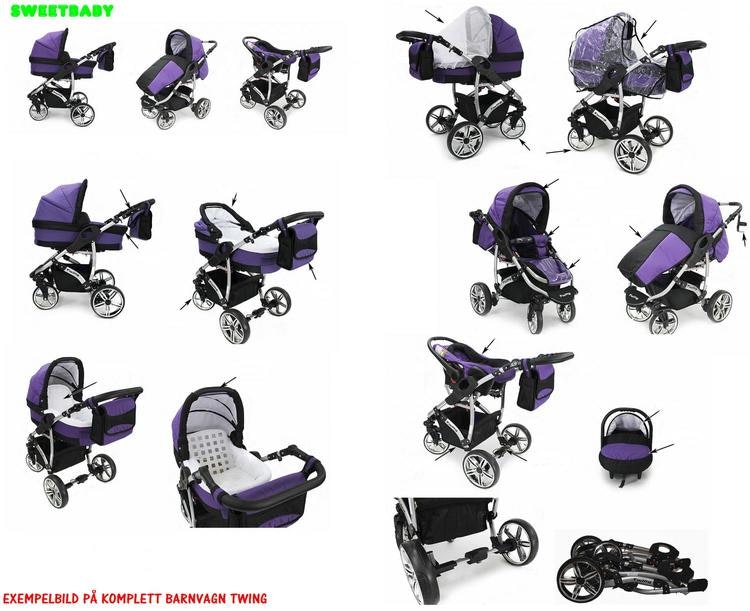 Barnvagn,Liggdel + Bilbarnstol + Sittdel - 3in1 TWING