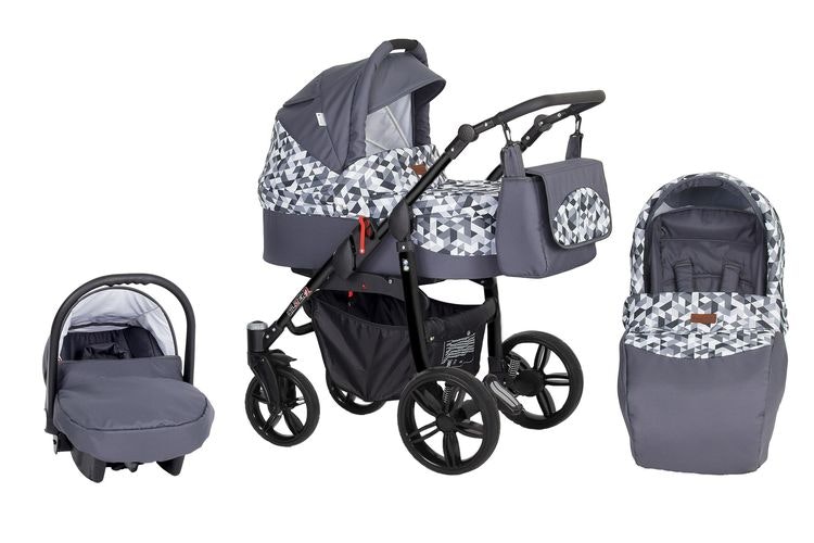 Barnvagn,Liggdel + Bilbarnstol + Sittdel - 3in1 Silver