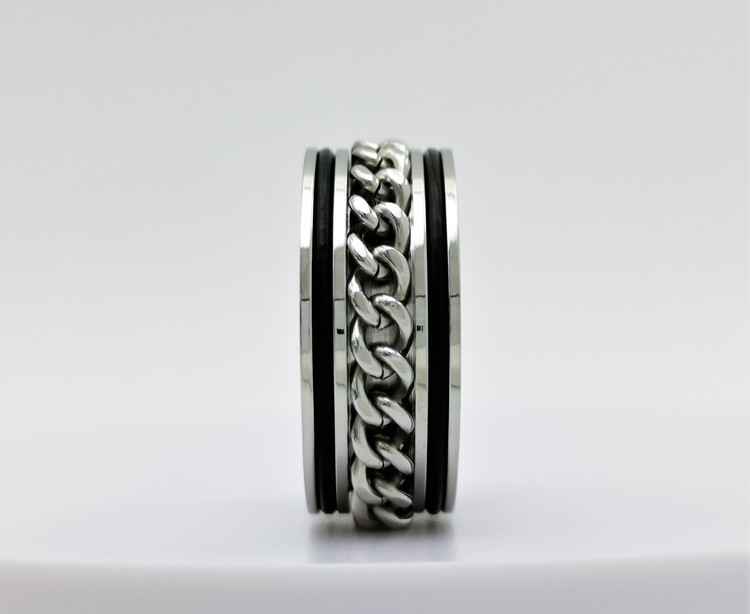 Chic chain leather Stainless Steel Ring bild 2 är en vacker maskulin herr ring, passar perfekt som present samt som förlovningsring
