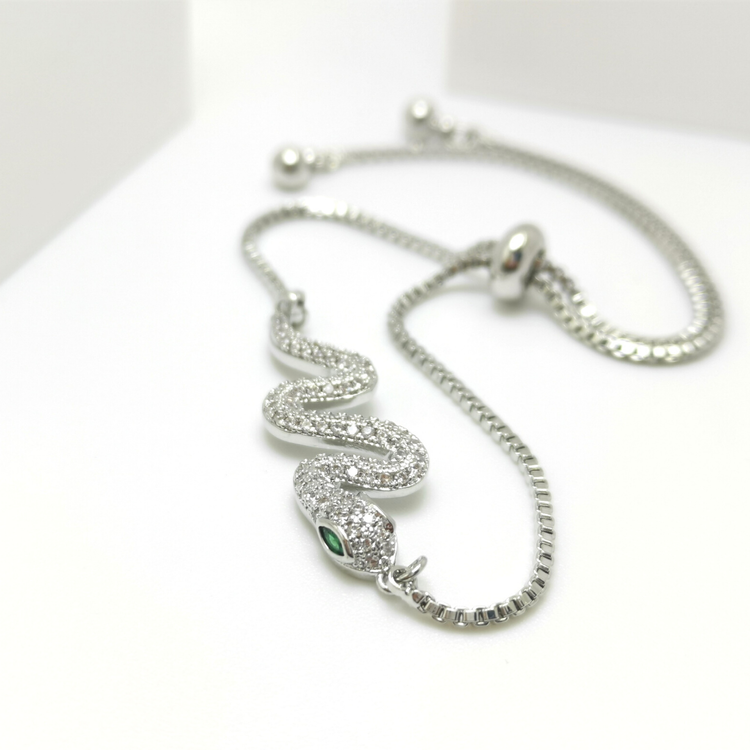 Snake Style Silver Edition Bracelet with Chain - SWEVALI