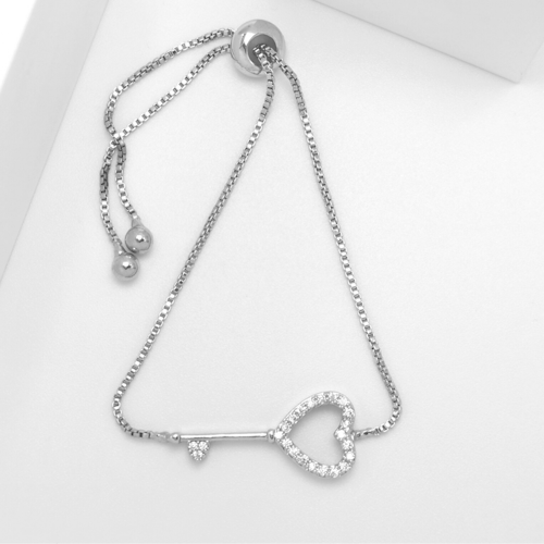 Hearts Key Silver Edition Bracelet with Chain - SWEVALI