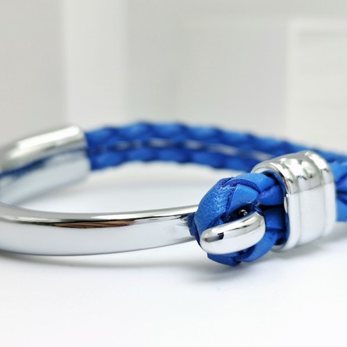 Concept Blue Leather Metal Armband Herr - SWEVALI