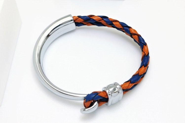 Concept Orange Blue Leather Metal Bracelet Men - SWEVALI