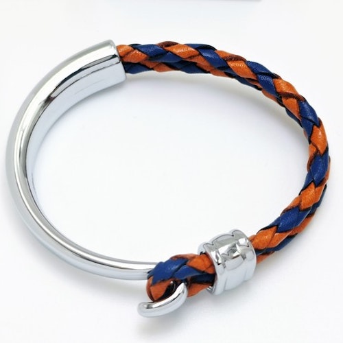 Concept Orange Blue Leather Metal Bracelet Men - SWEVALI
