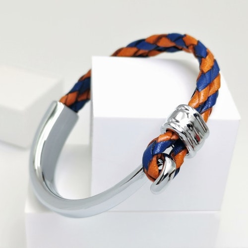 Concept Orange Blue Leather Metal Armband Herr - SWEVALI