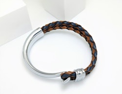 Concept Brown Blue Leather Metal Armband Herr - SWEVALI