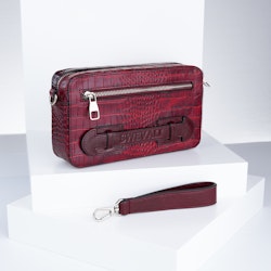 Leather Clutch Bag &quot;Coco Carmine&quot; Mini Charm - SWEVALI