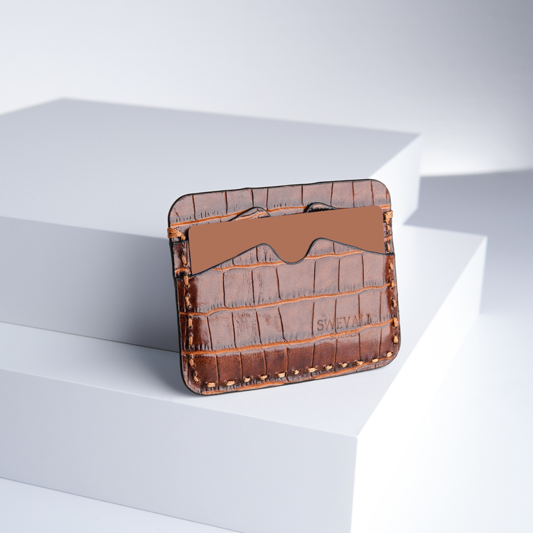 Leather card holder “croco sahara” the opulent