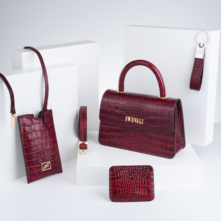 Lady Leather Bags Set “Coco Carmine” - SWEVALI
