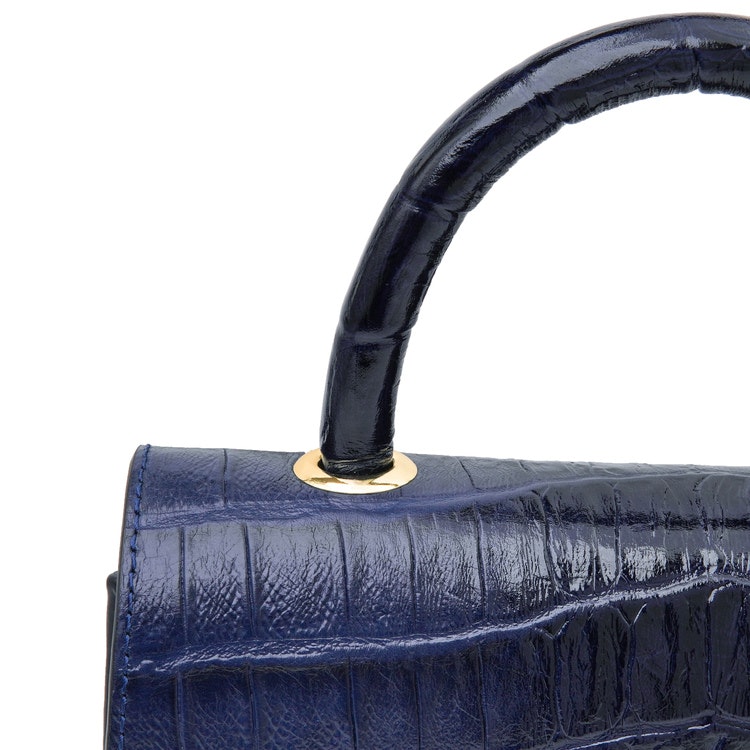 Leather cluth bag "Croco Blue Night" mini charm