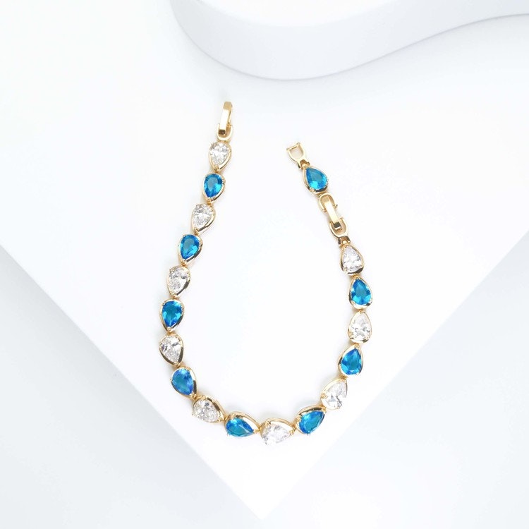 Crystal River Ombre Blue Gold Edition Bracelet - SWEVALI