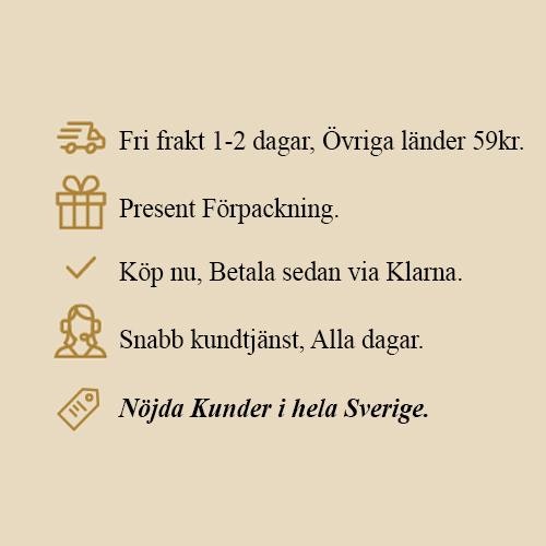 Fri frakt 1-2 dagar, Övriga länder 59 kr. Present Förpackning Köp nu Betala sen via Klarna Snabb kundtjänst