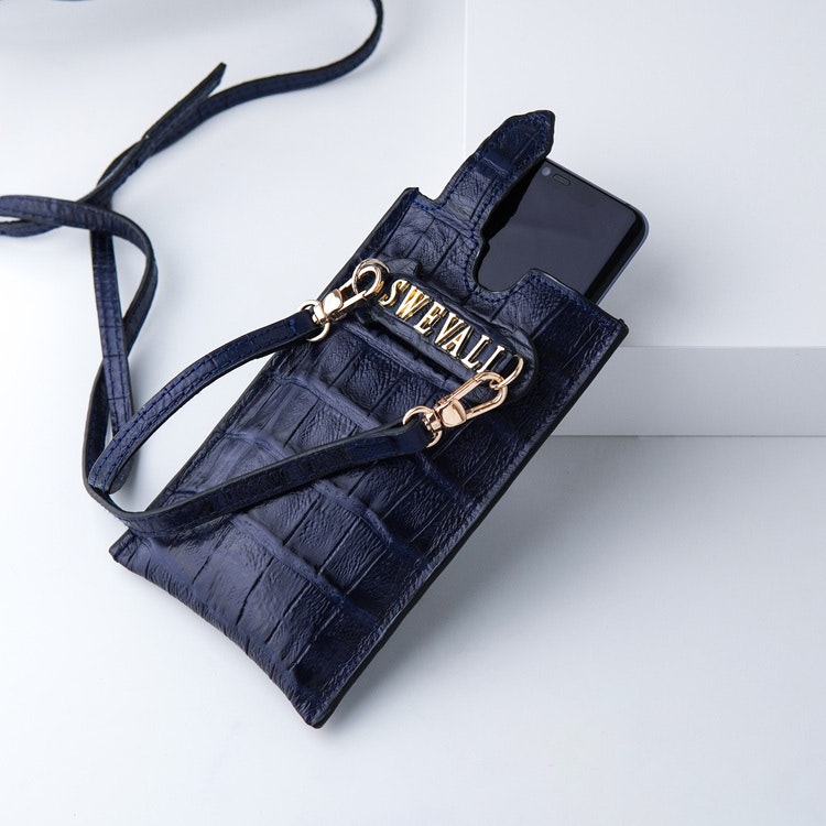 Leather Sling Phone pouch &quot;Coco Blue Night&quot; The Daily - SWEVALI