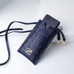 Leather Sling Phone pouch "Coco Blue Night" The Daily - SWEVALI