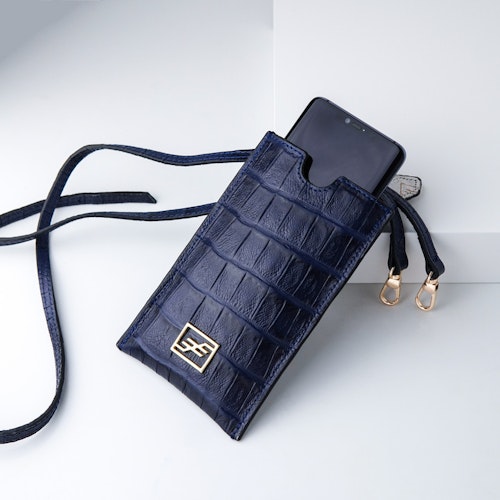 Leather Sling Phone pouch &quot;Coco Blue Night&quot; The Daily - SWEVALI