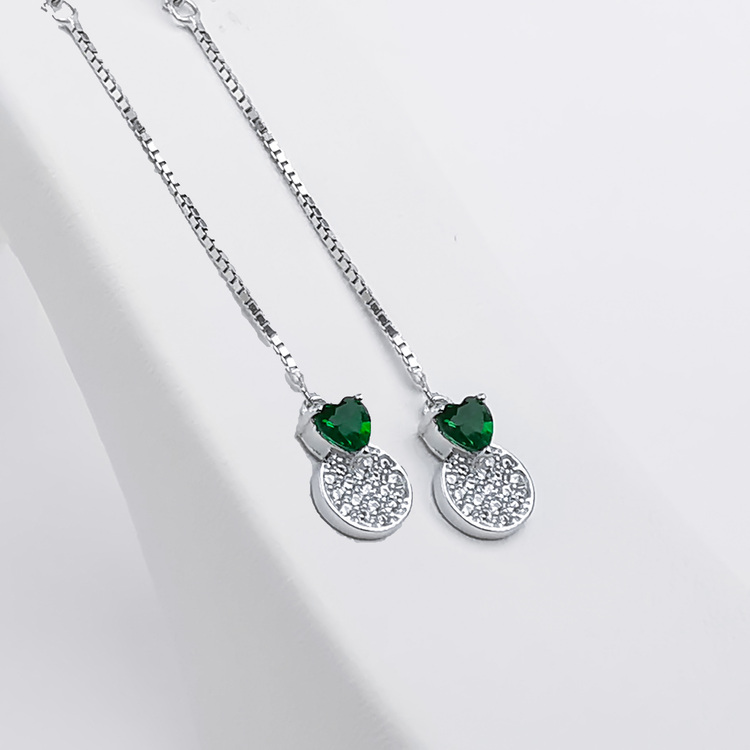 1 - Pendel Green Heart Silver Örhänge 925 Modern and trendy earings and women jewelry and accessories