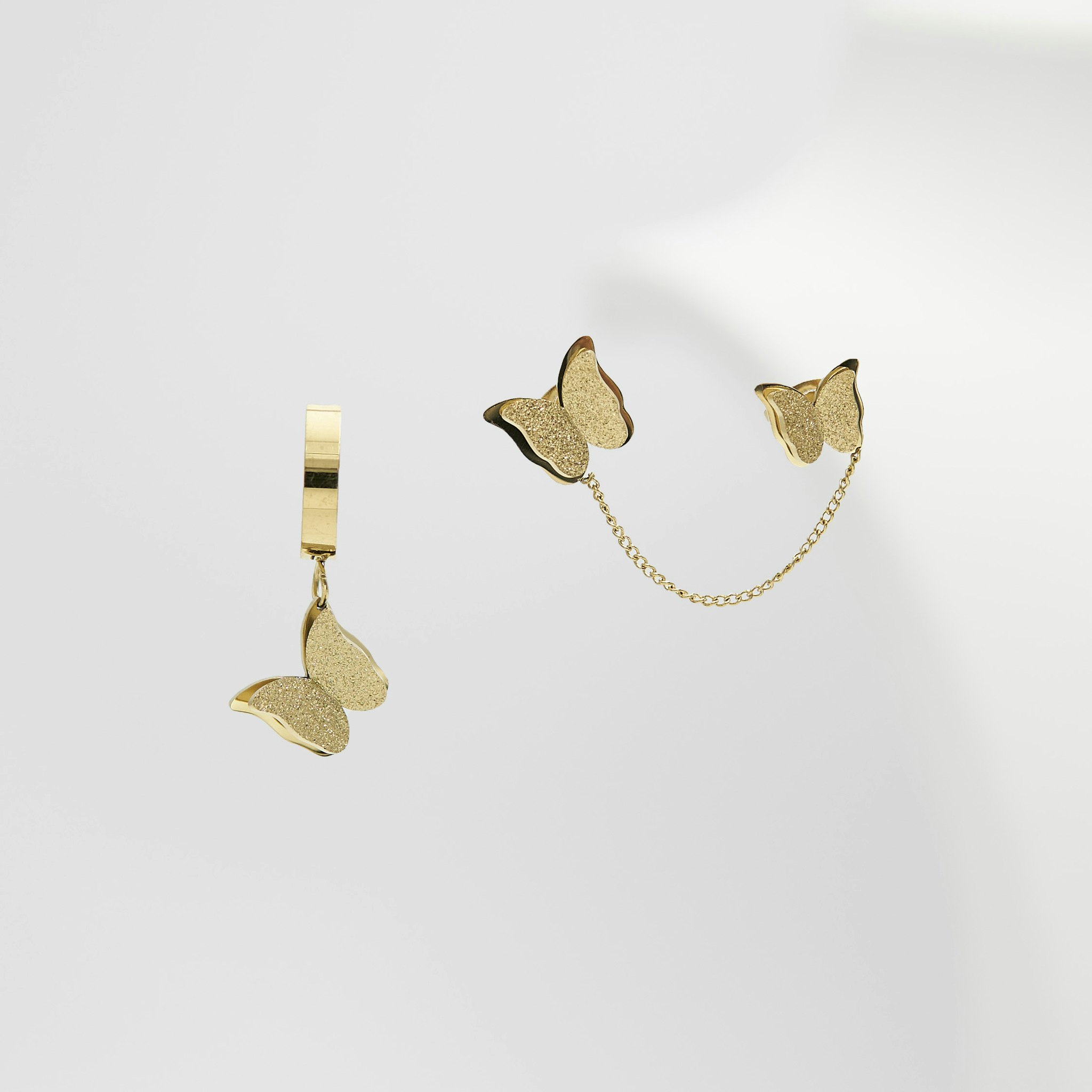1- Butterfly Friendliness Gold Edition -Örhänge 316 L - Special Earrings From SWEVALI