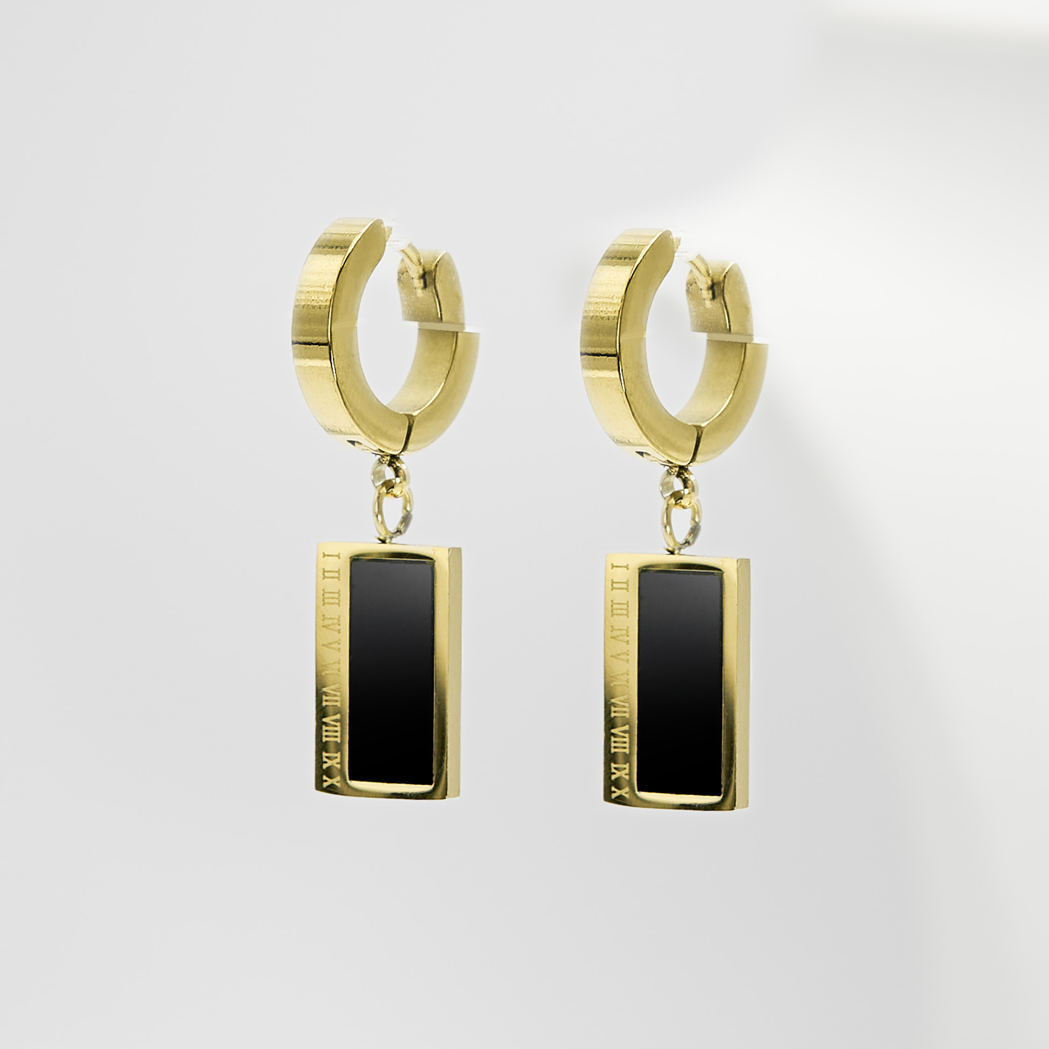 1- Era Black Marble Gold Edition -Örhänge 316 L - Special Earrings From SWEVALI