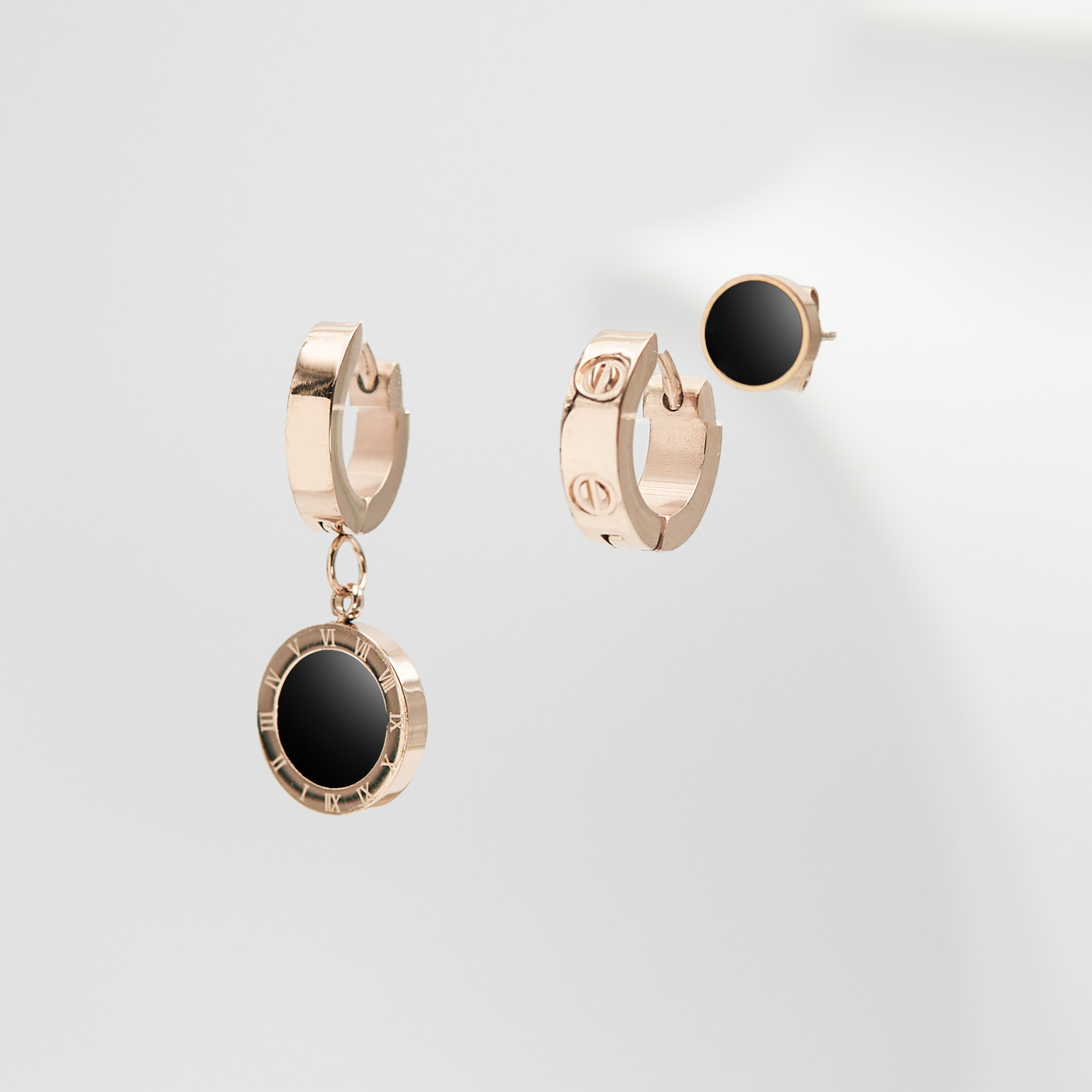 2- Era Lucky Shoot Rose Gold Edition -Örhänge Set 316 L - Special Earrings From SWEVALI