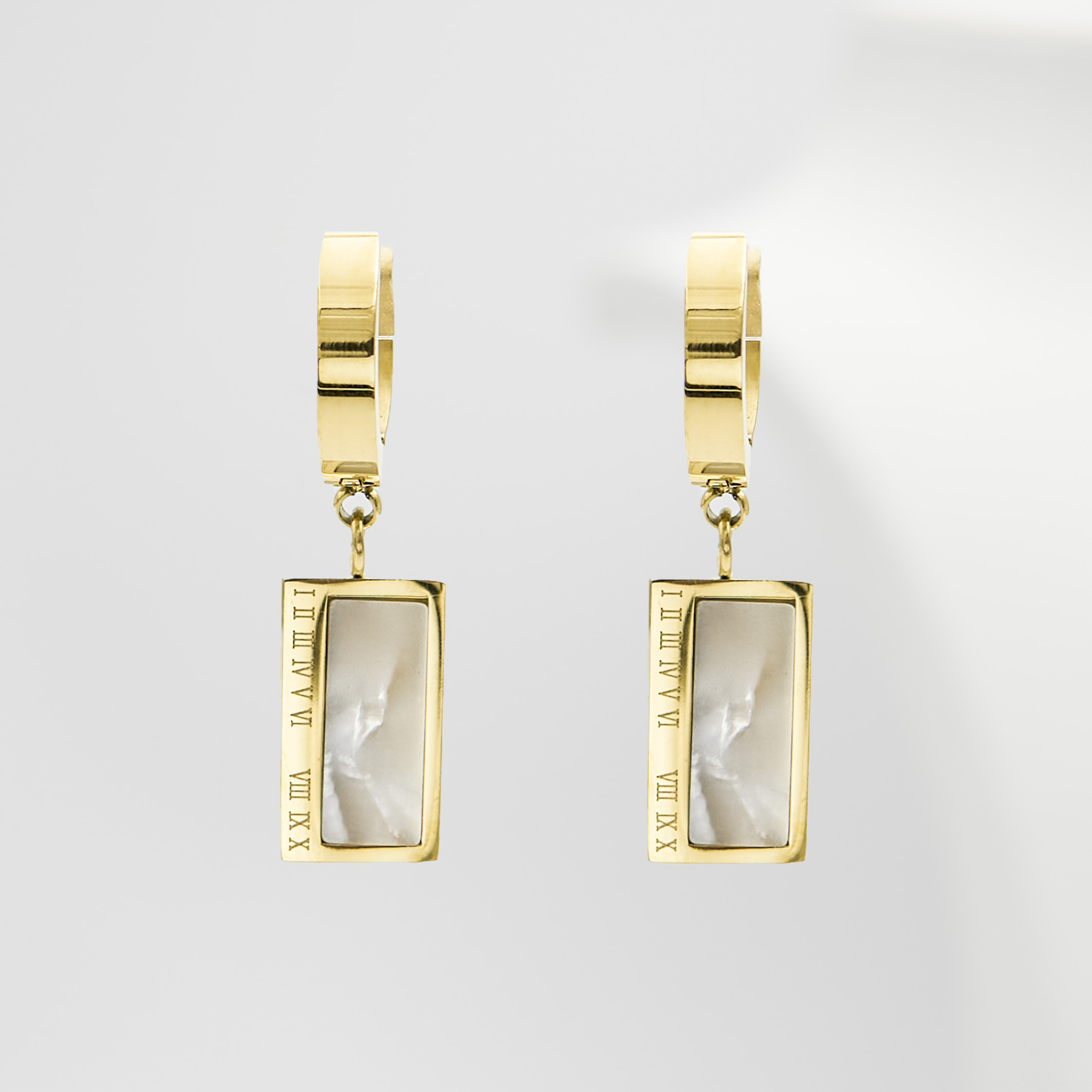 1- Era White Marble Gold Edition -Örhänge 316 L - Special Earrings From SWEVALI