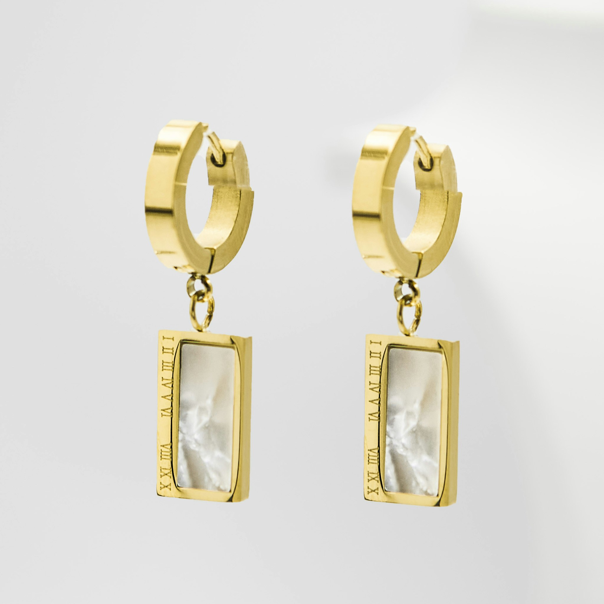 2- Era White Marble Gold Edition -Örhänge 316 L - Special Earrings From SWEVALI