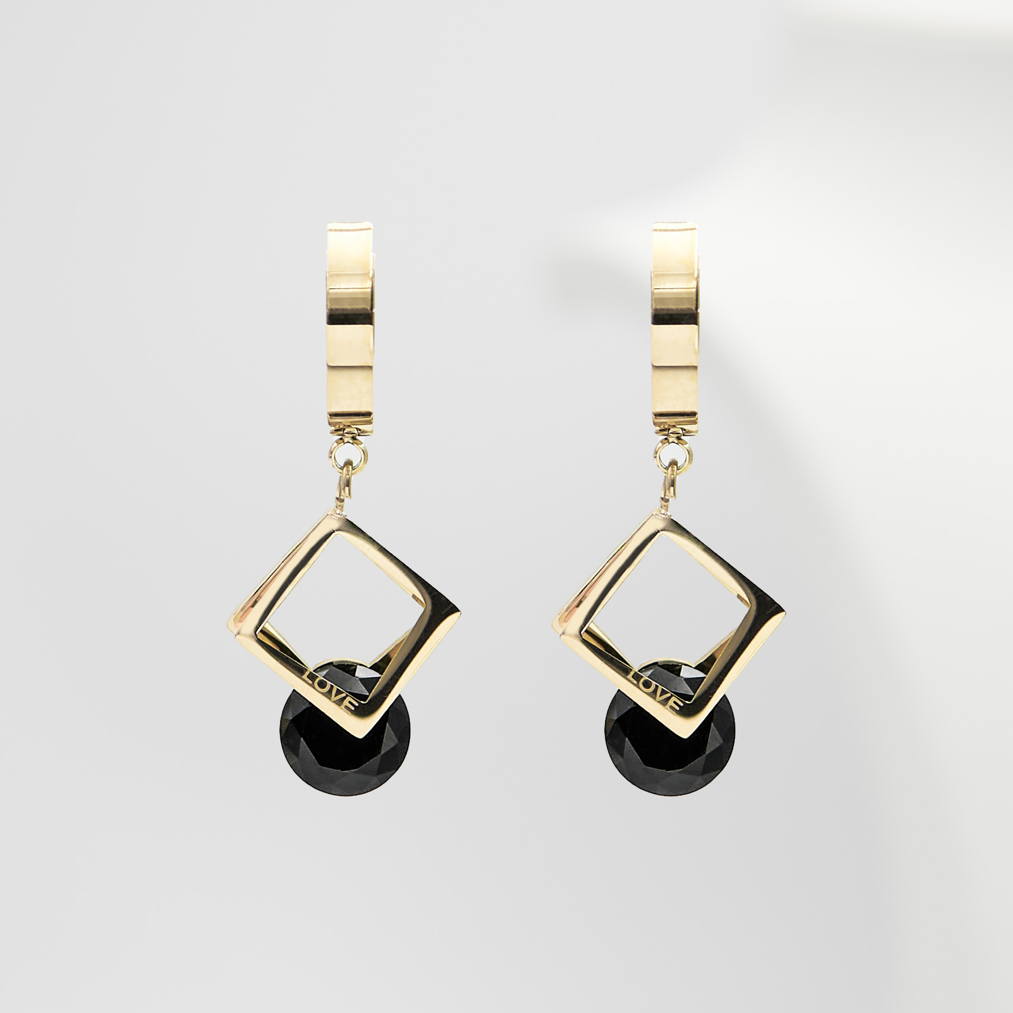 1- Love In Black Diamonds Rose Gold Edition -Örhänge 316 L - Special Earrings From SWEVALI