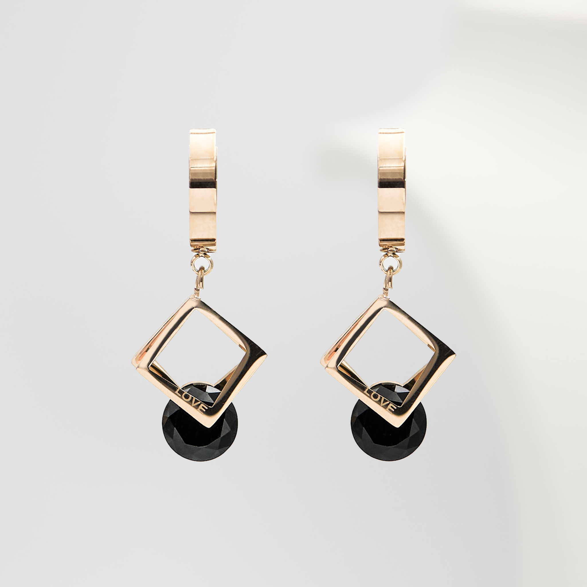1- Love In Black Diamonds Rose Gold Edition -Örhänge 316 L -  Special Earrings From SWEVALI