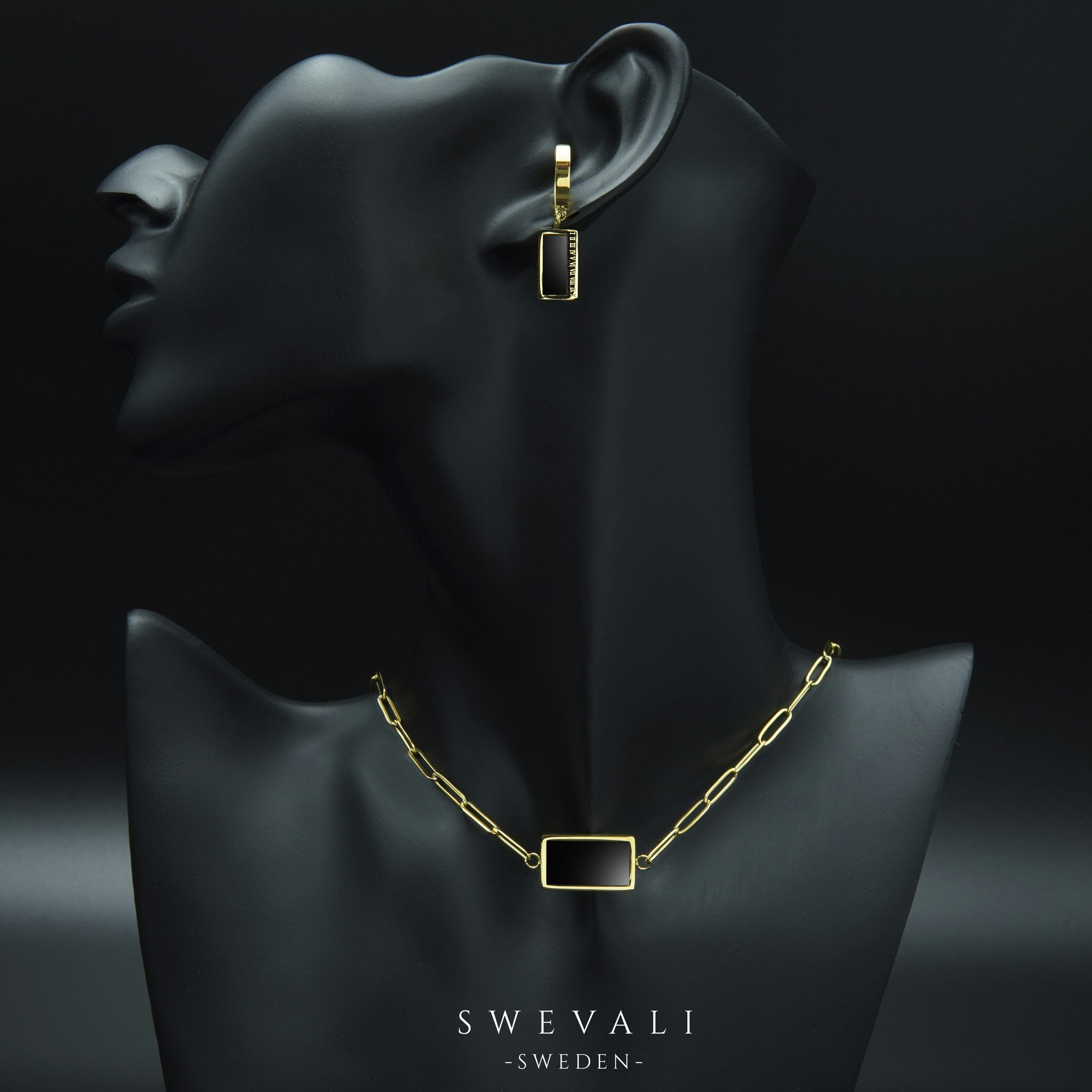 Era Black Marble Gold Edition -Earring 316 L- SWEVALI