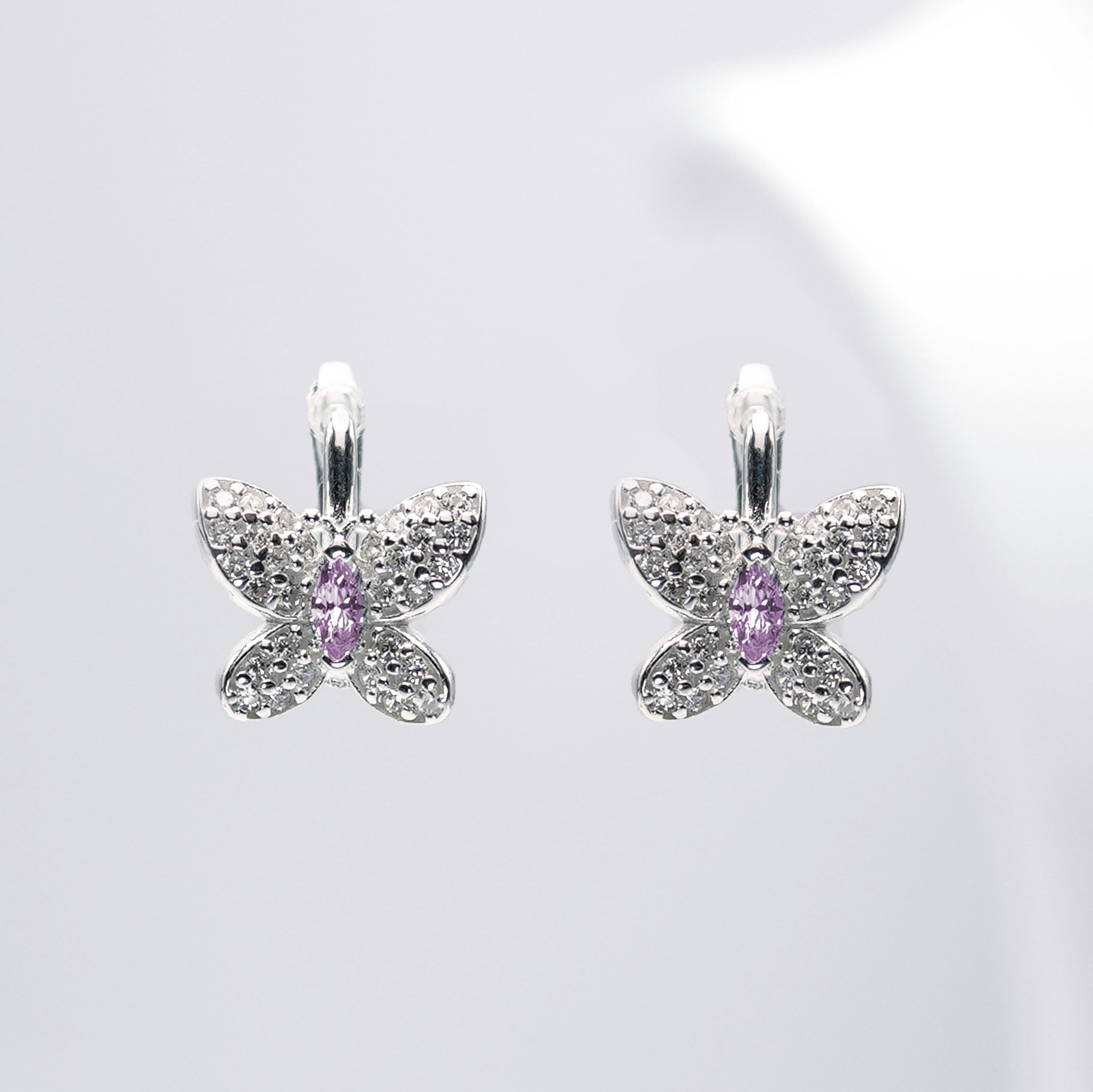 Star Butterfly Pink heart Silver earrings 925 - SWEVALI