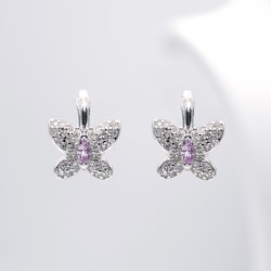 Star Butterfly Pink heart Silver örhängen 925 - SWEVALI