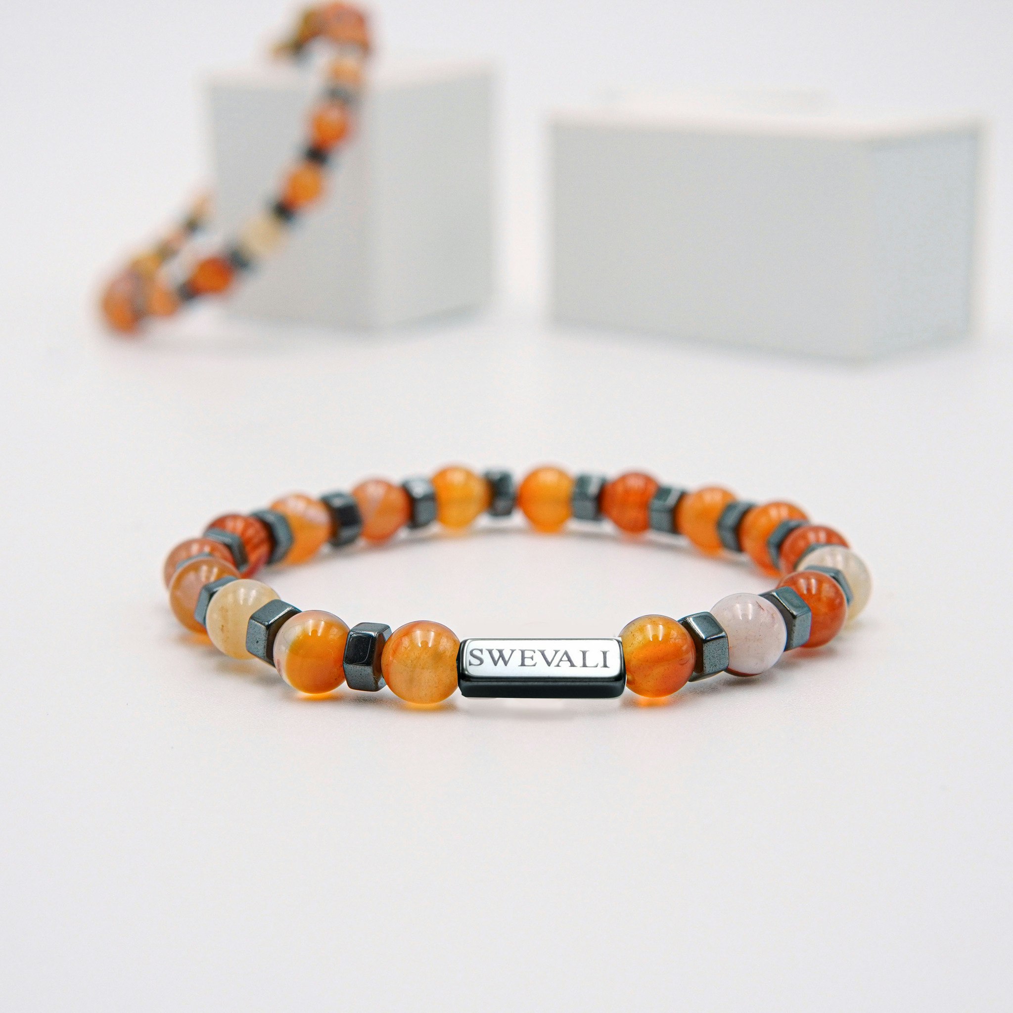 Beach Man Orange Sunset - Men Pearl Bracelet - SWEVALI