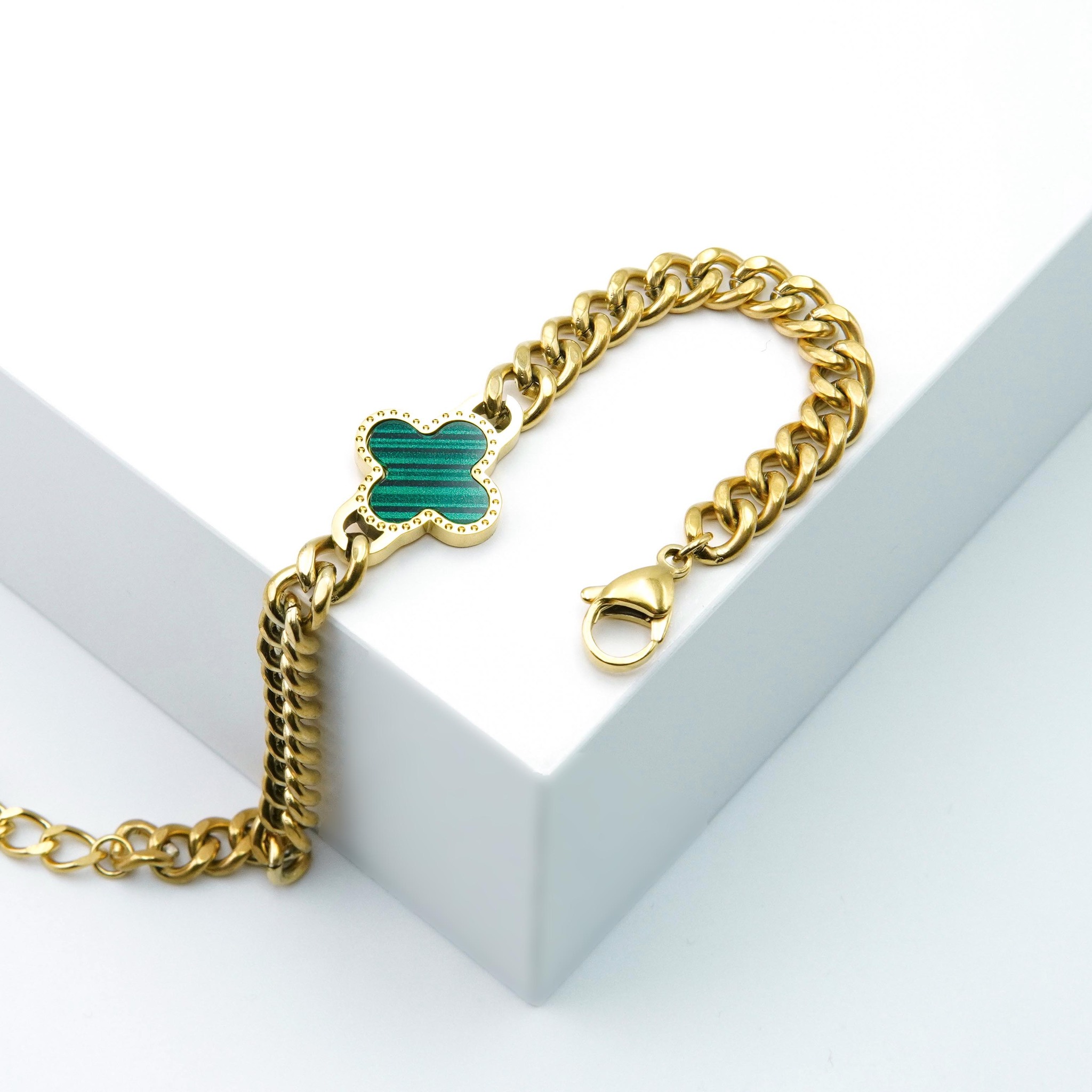 Clover Green Marble - Gold Edition Bracelet Dam - SWEVALI