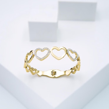 18K Gold Plated - Hearts & Hearts - Gold Edition Bracelet Women - SWEWALI