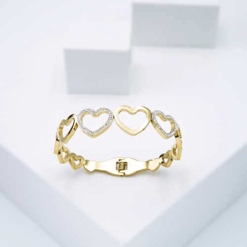 18K Gold Plated - Hearts & Hearts - Gold Edition Bracelet Women - SWEWALI