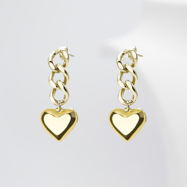 18K Guldpläterad - Adventure Woman Heart- Gold Edition Hängande Länkörhängen- SWEVALI