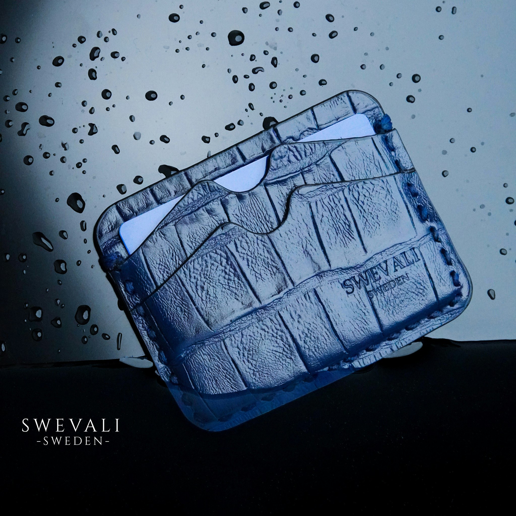 Leather Card Holder "Coco Blue Night" The opulent - SWEVALI