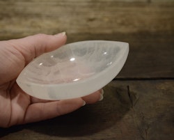 Vit Selenit, oval skål