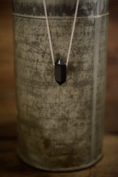 Obsidian, dubbelspets på silverkedja