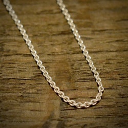 Silverkedja, ankar platt/rund, 1 mm, 45 cm