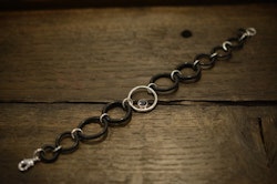 Silverarmband, gummi & svart cubik zirkon