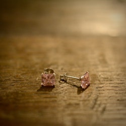 Rosa cubik zirkon, silverörhängen
