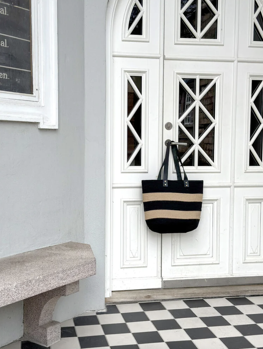 Strandväska eller shoppingbag i rep med läderhandtag, från Depeche.