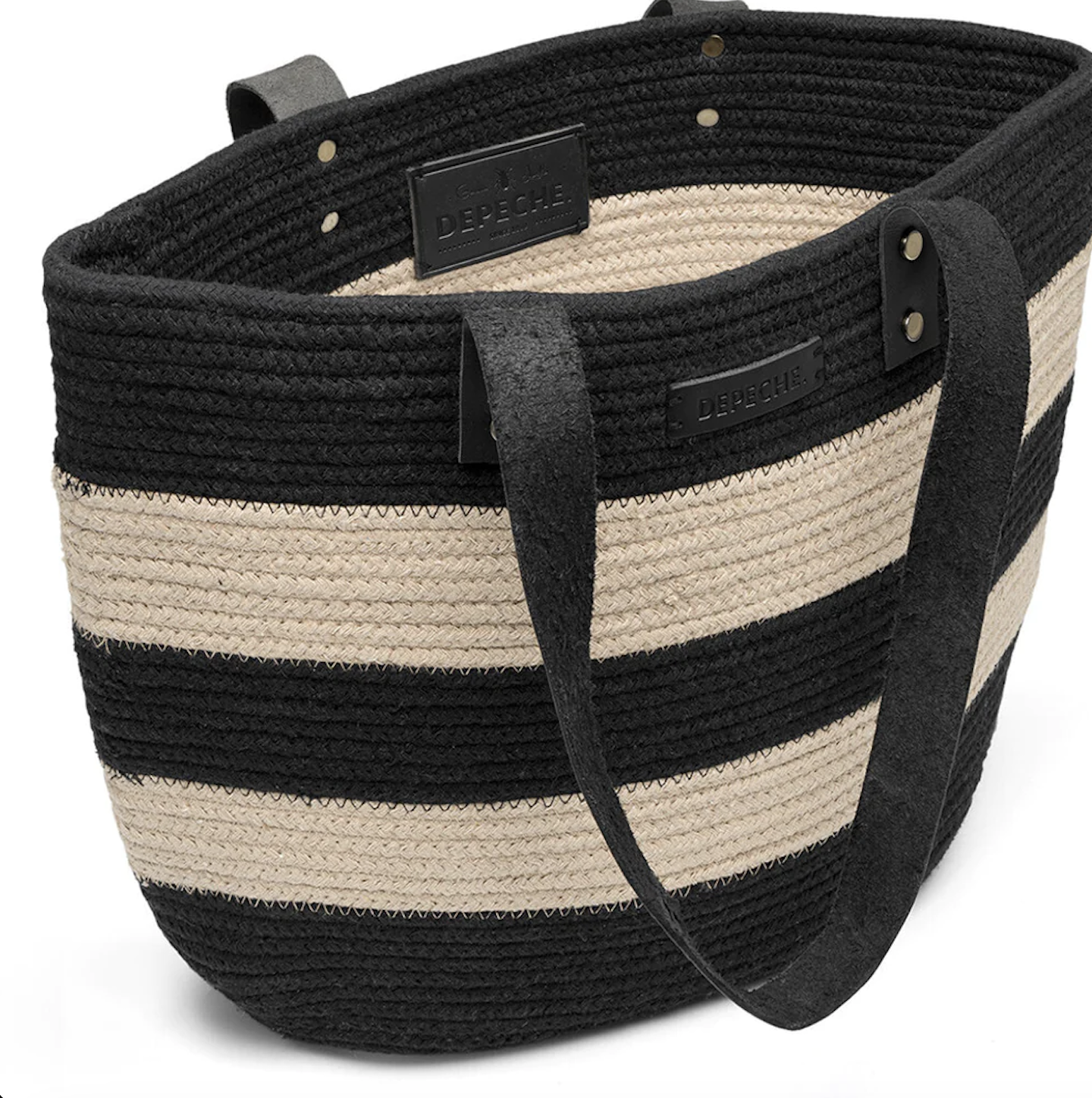 Strandväska eller shoppingbag i rep med läderhandtag, från Depeche.