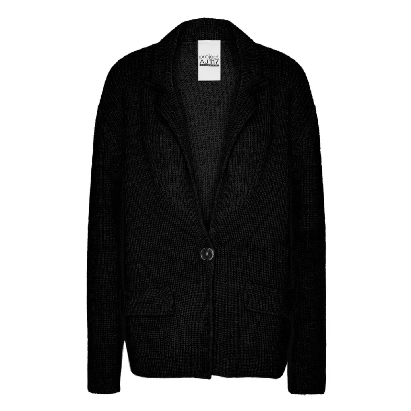 Stickad kofta eller kavaj i ull alpaca med knappar och ficklock från Project AJ117