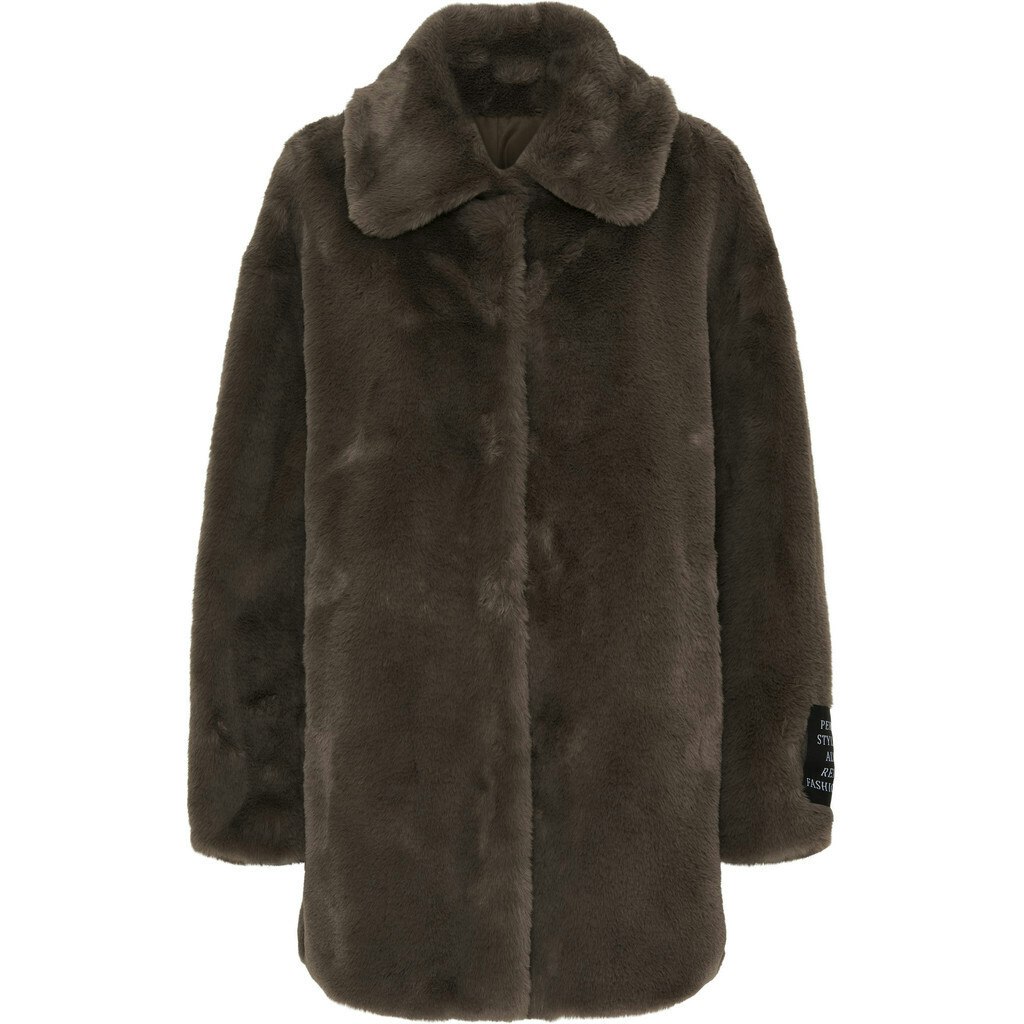Fuskpäls i muk teddy, färgen är mullvad och märket är BTF CPH.