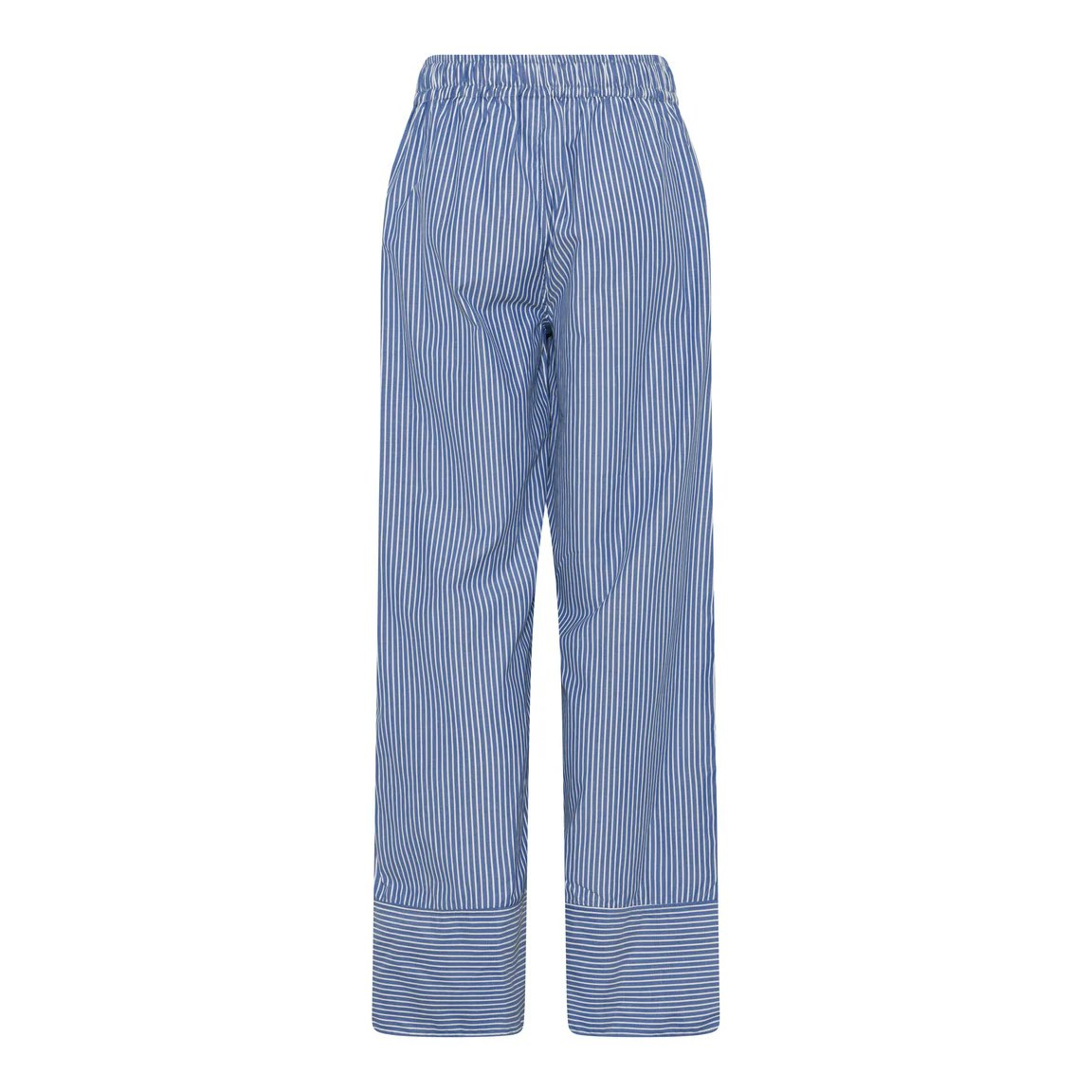 Blå och vitrandig bomullsbyxa med resår upptill och fickor i sidorna. Lite pyjamaslook. Humble by Sofie